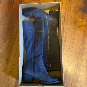 BORN Tall knee high grey suede boots.